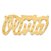 14K Yellow Gold Satin Diamond-cut Heart Name Plate view 4
