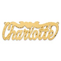14K Yellow Gold Satin Diamond-cut Heart Name Plate view 5