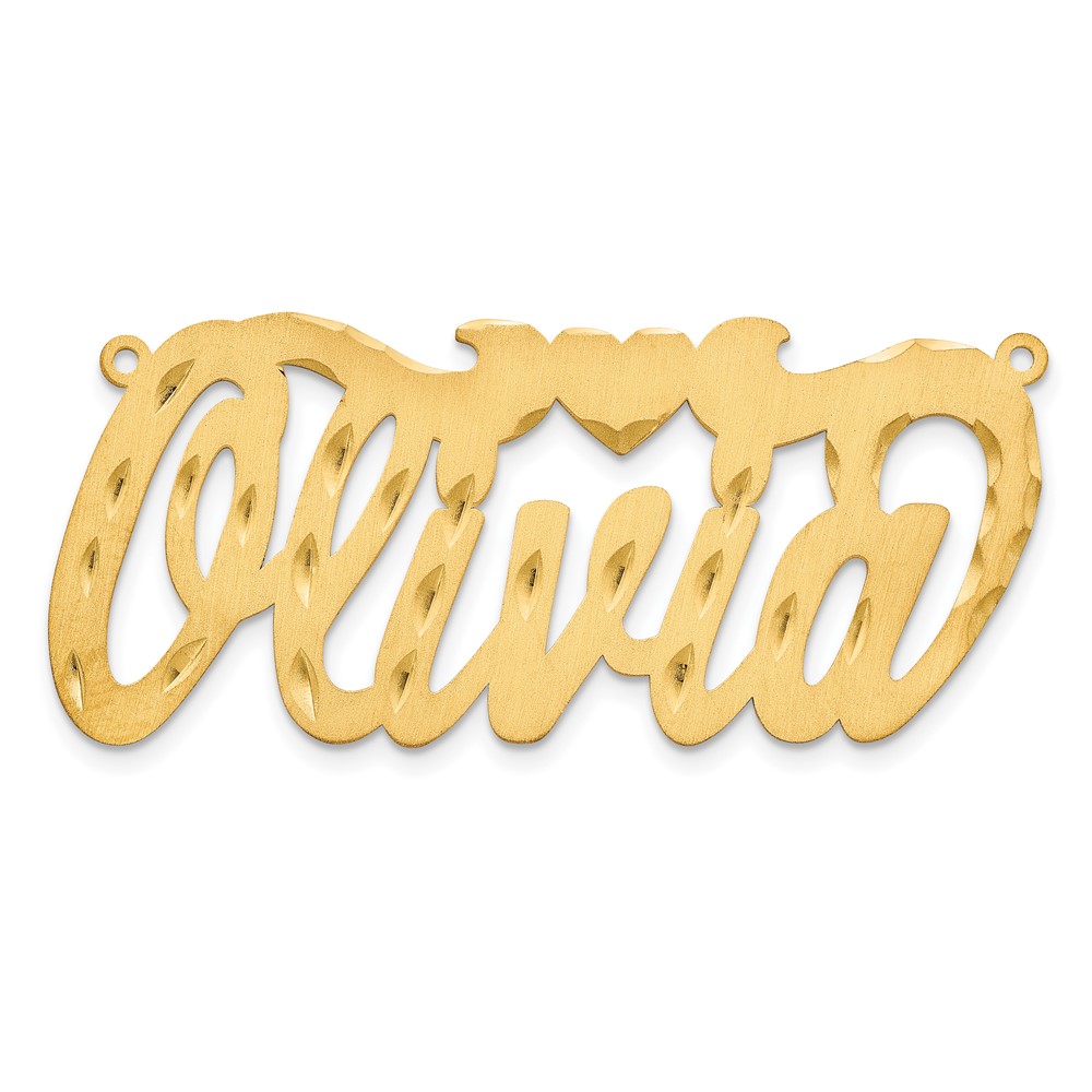Sterling Silver/Gold-plated Satin Diamond-cut with Heart Name Plate