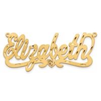 14K Yellow Gold Satin Diamond-cut Heart Name Plate view 5