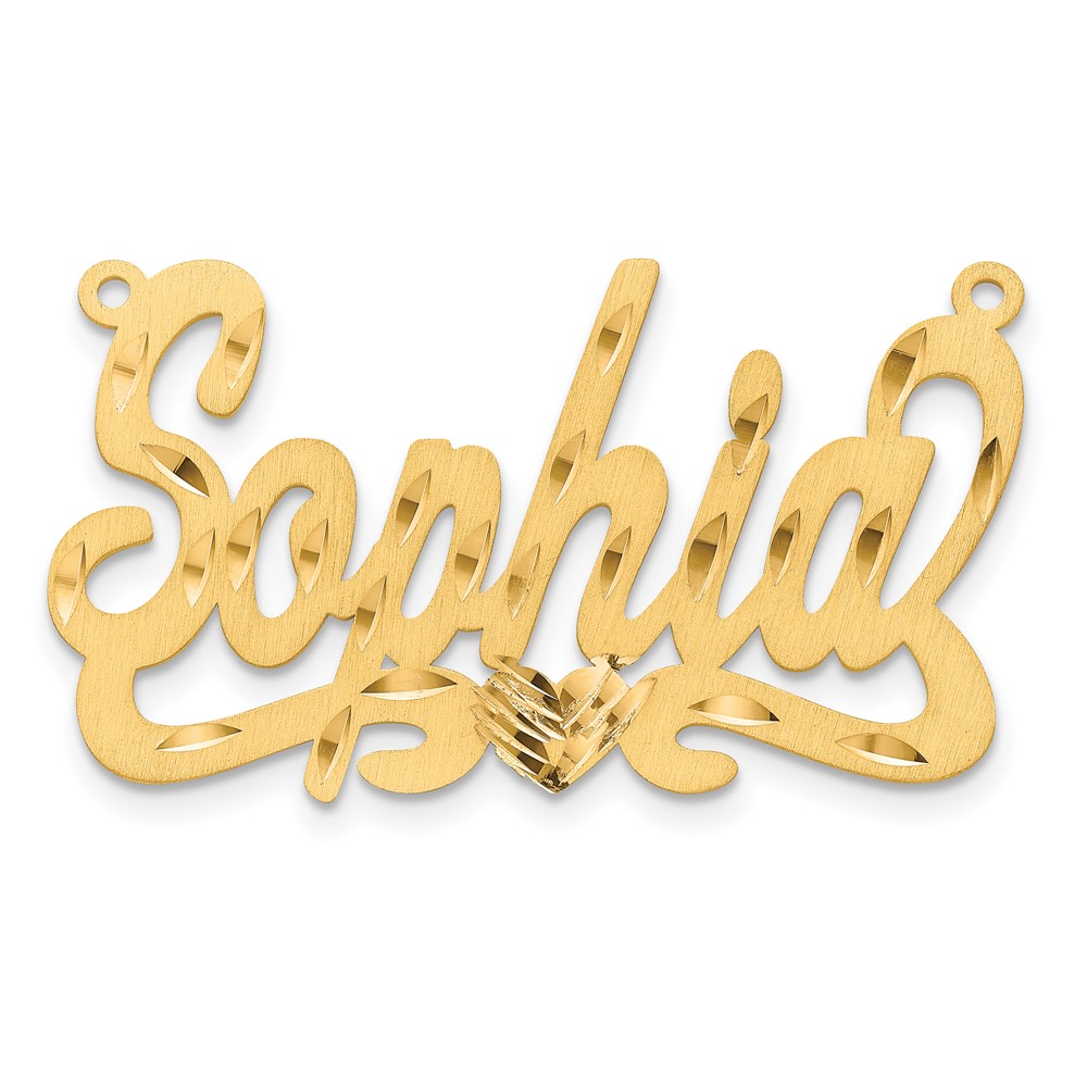 Sterling Silver/Gold-plated Satin Diamond-cut with Heart Name Plate