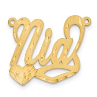 14K Yellow Gold Satin Diamond-cut Heart Name Plate view 2