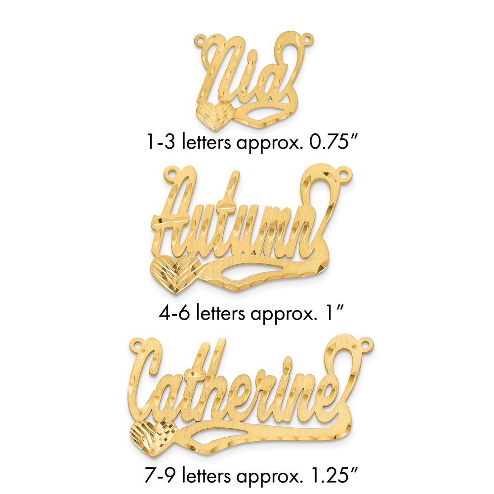 14K Yellow Gold Satin Diamond-cut Heart Name Plate