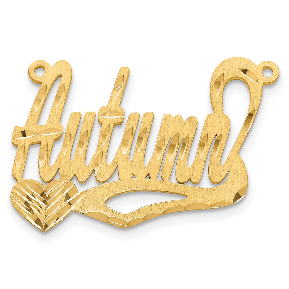 Sterling Silver/Gold Plated Satin Diamond-cut Heart Name Plate