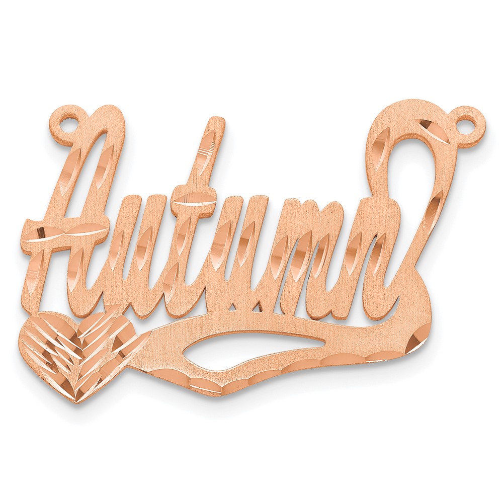 Sterling Silver/Rose-plated Satin Diamond-cut Heart Name Plate