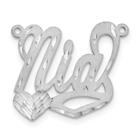 Sterling Silver Rhodium-plated Satin Diamond-cut Heart Name Plate view 2