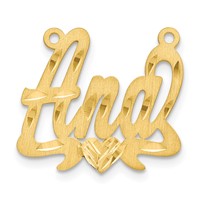14K Yellow Gold Satin Diamond-cut Heart Name Plate view 2
