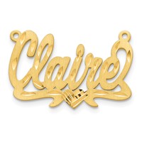 14K Yellow Gold Satin Diamond-cut Heart Name Plate view 3