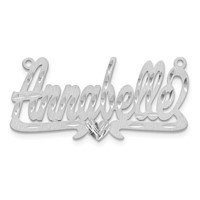 14K White Gold Satin Diamond-cut Heart Name Plate view 5