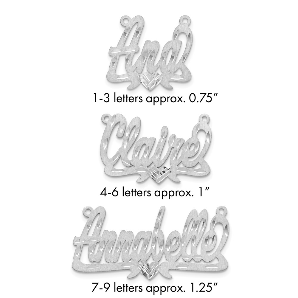 14K White Gold Satin Diamond-cut Heart Name Plate