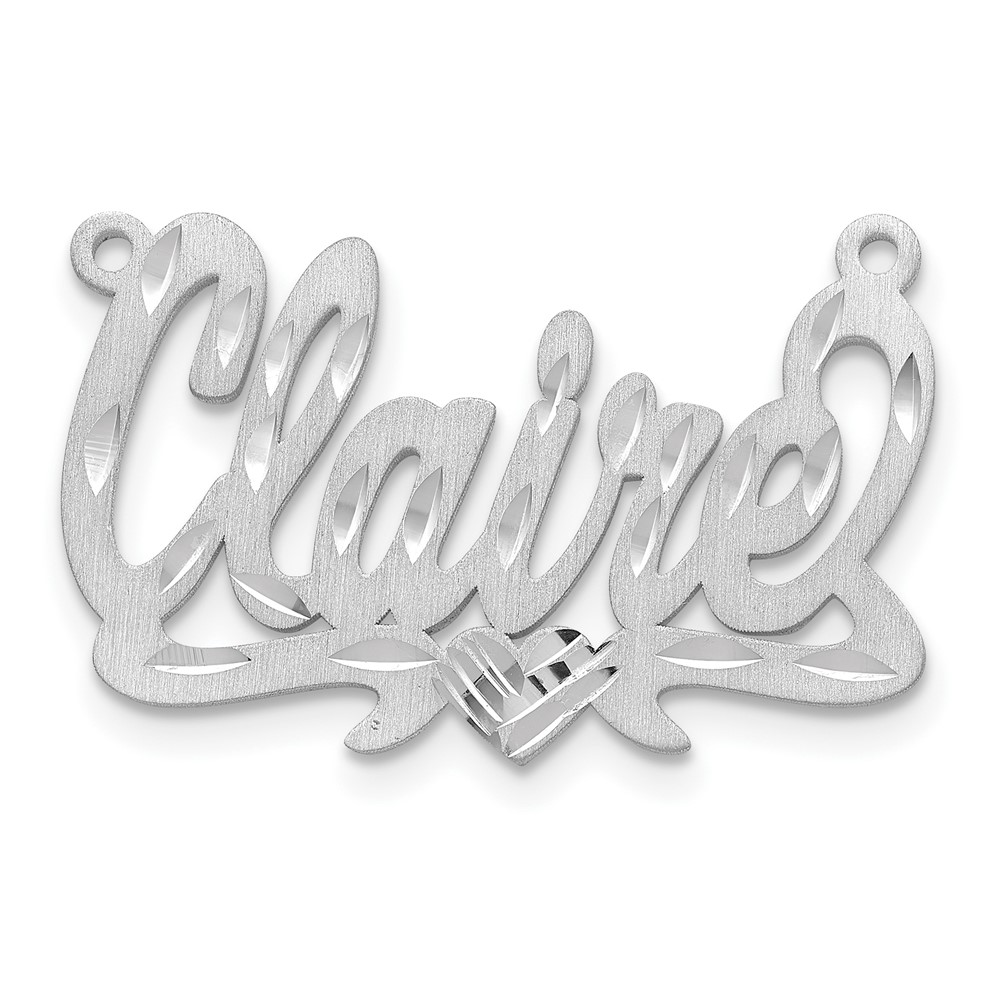 Sterling Silver/Rhodium-plated Satin Diamond-cut Hearts Name Plate