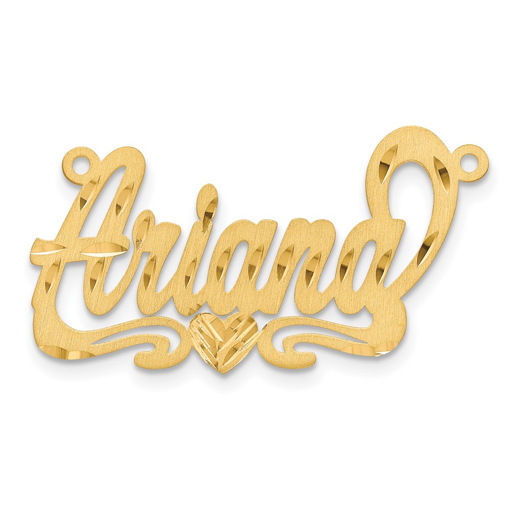 Sterling Silver/Gold-plated Satin Diamond-cut Heart Name Plate