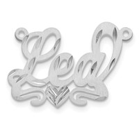 Sterling Silver Rhodium-plated Satin Diamond-cut Heart Name Plate view 2
