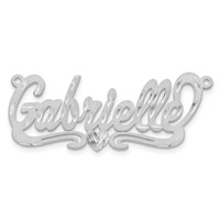 Sterling Silver Rhodium-plated Satin Diamond-cut Heart Name Plate view 5