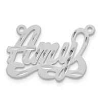 Sterling Silver Rhodium-plated Satin Diamond-cut Name Plate view 2