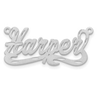 Sterling Silver Rhodium-plated Satin Diamond-cut Name Plate view 4