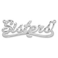Sterling Silver Rhodium-plated Satin Diamond-cut Name Plate view 5
