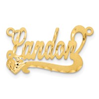 14K Yellow Gold Satin Diamond-cut Heart Name Plate view 4