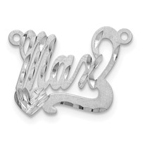14K White Gold Satin Diamond-cut Heart Name Plate view 2