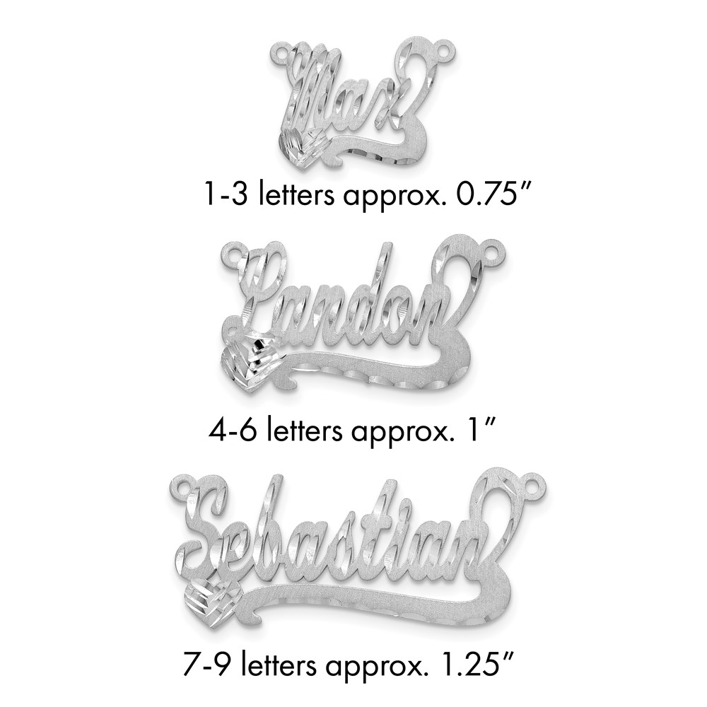 14K White Gold Satin Diamond-cut Heart Name Plate