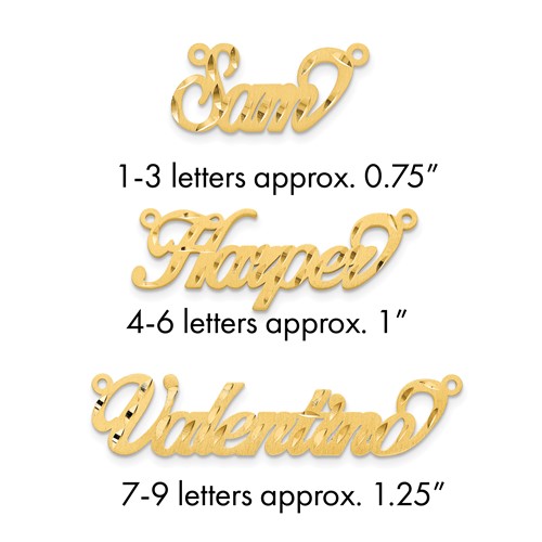 14K Yellow Gold Satin Diamond-cut Name Plate