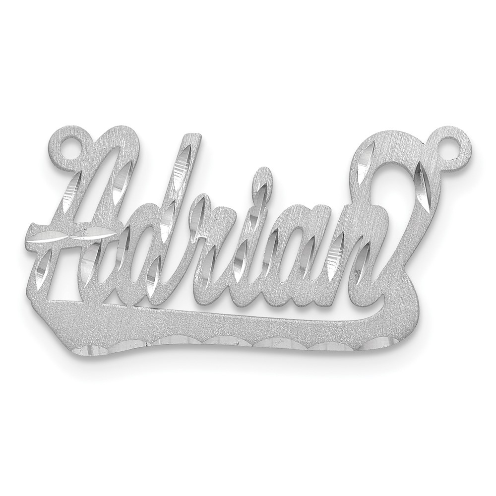 Sterling Silver/Rhodium-plated Satin Diamond-cut Name Plate