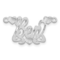 Sterling Silver Rhod-plated Satin Diamond-cut Hearts Name Plate view 2