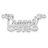 Sterling Silver Rhod-plated Satin Diamond-cut Hearts Name Plate view 4