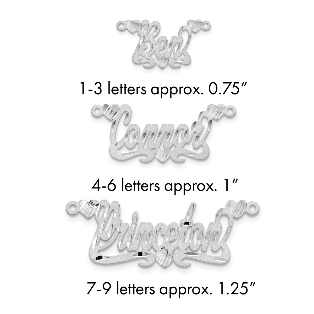 Sterling Silver Rhod-plated Satin Diamond-cut Hearts Name Plate