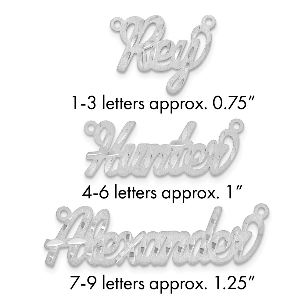 14K White Gold Satin Diamond-cut Name Plate