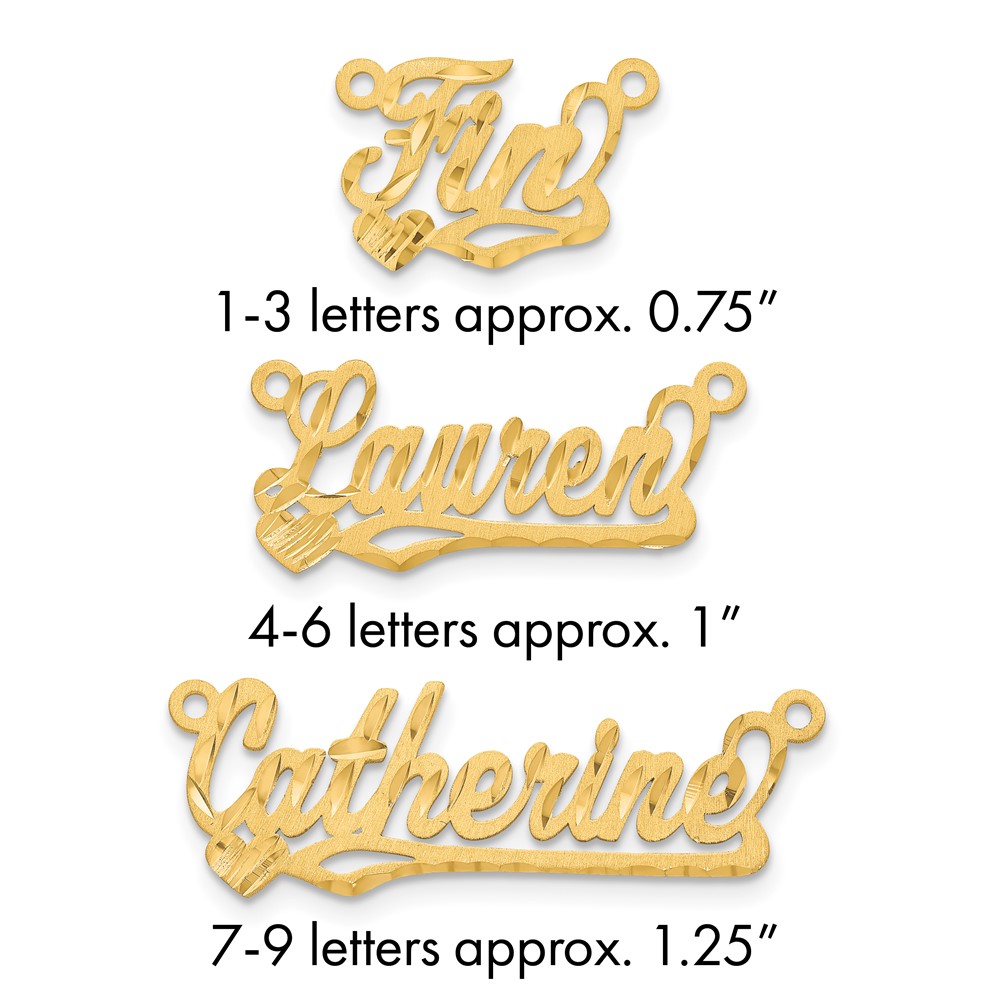 14k Yellow Gold Satin Diamond-cut Heart Name Plate (XNA191Y)