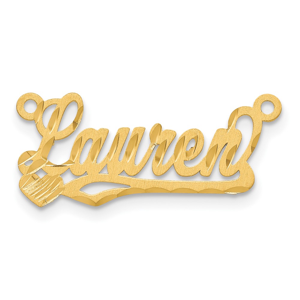 Sterling Silver/Gold-plated Satin Diamond-cut Heart Name Plate