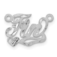 14K White Gold Satin Diamond-cut Heart Name Plate view 2