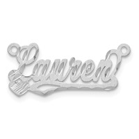 14K White Gold Satin Diamond-cut Heart Name Plate view 4