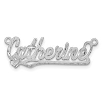 14K White Gold Satin Diamond-cut Heart Name Plate view 5