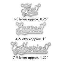14K White Gold Satin Diamond-cut Heart Name Plate view 1