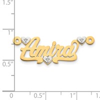14K Two-tone 3D with Hearts Diamond Name Plate view 2