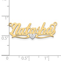 14K Two-tone 3D with Heart Diamond Name Plate view 2