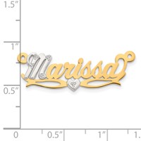 14K Two-tone 3D with Heart Diamond Name Plate view 2