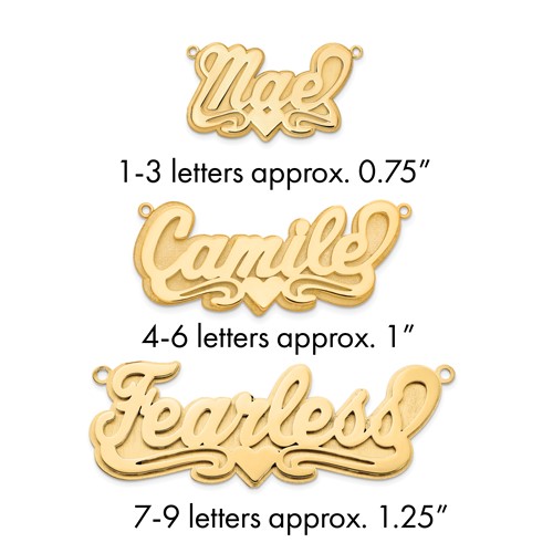 14K Yellow Gold 3D Polished Heart Name Plate