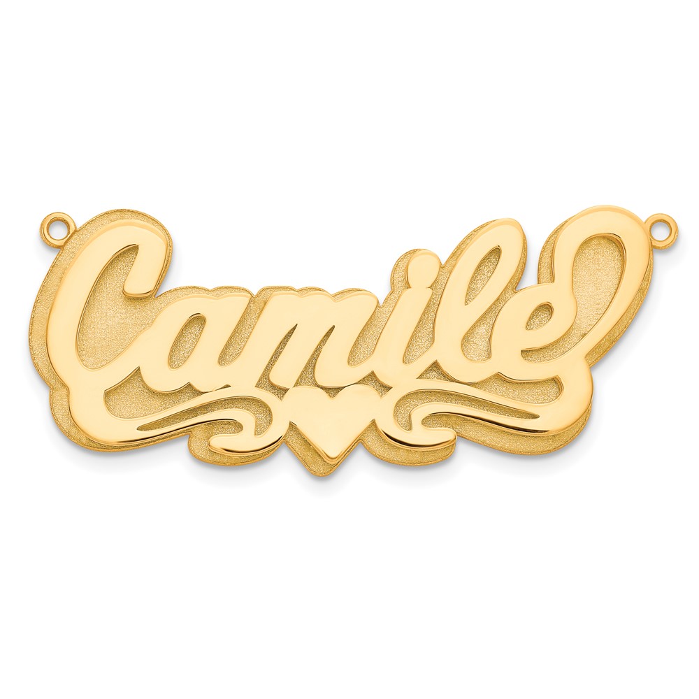 Sterling Silver/Gold-plated 3D Polished Heart Name Plate