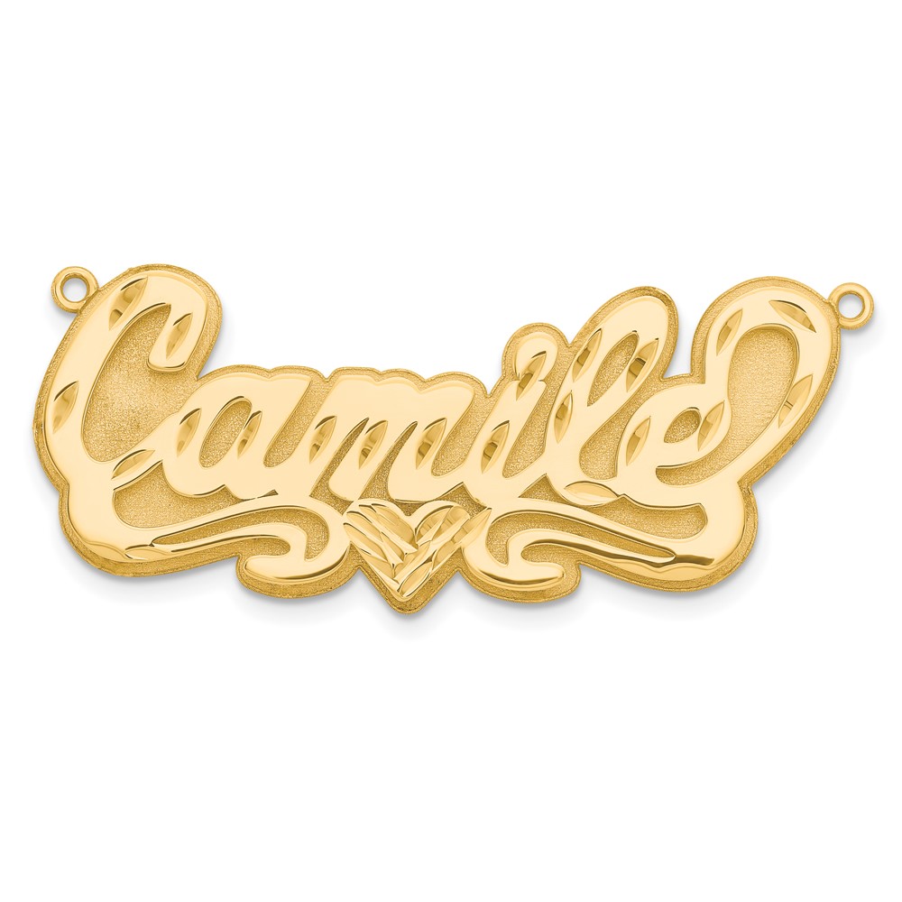 Sterling Silver/Gold-plated 3D Diamond-cut Heart Name Plate