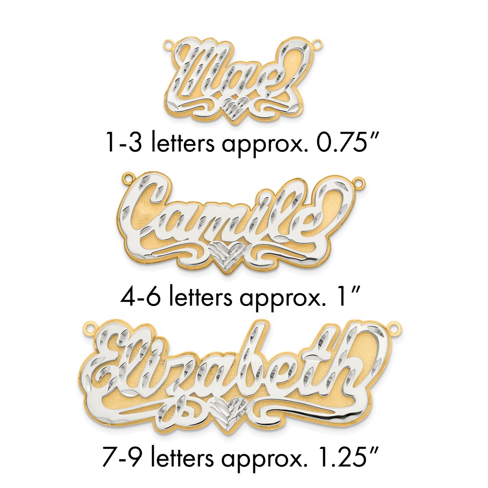 14K 3D Two-tone Diamond-cut Name Plate