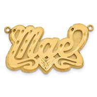 14K Yellow Gold 3D Satin Diamond-cut Heart Name Plate view 2
