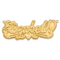 14K Yellow Gold 3D Satin Diamond-cut Heart Name Plate view 5
