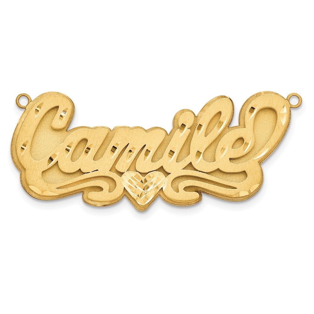 Sterling Silver/Gold-plated 3D Satin Diamond-cut Heart Name Plate