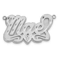 14K White Gold 3D Satin Diamond-cut Heart Name Plate view 2