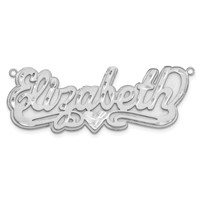 14K White Gold 3D Satin Diamond-cut Heart Name Plate view 5