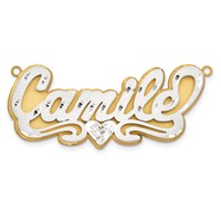 14K 3D Two-tone Satin Diamond-cut Name Plate view 4