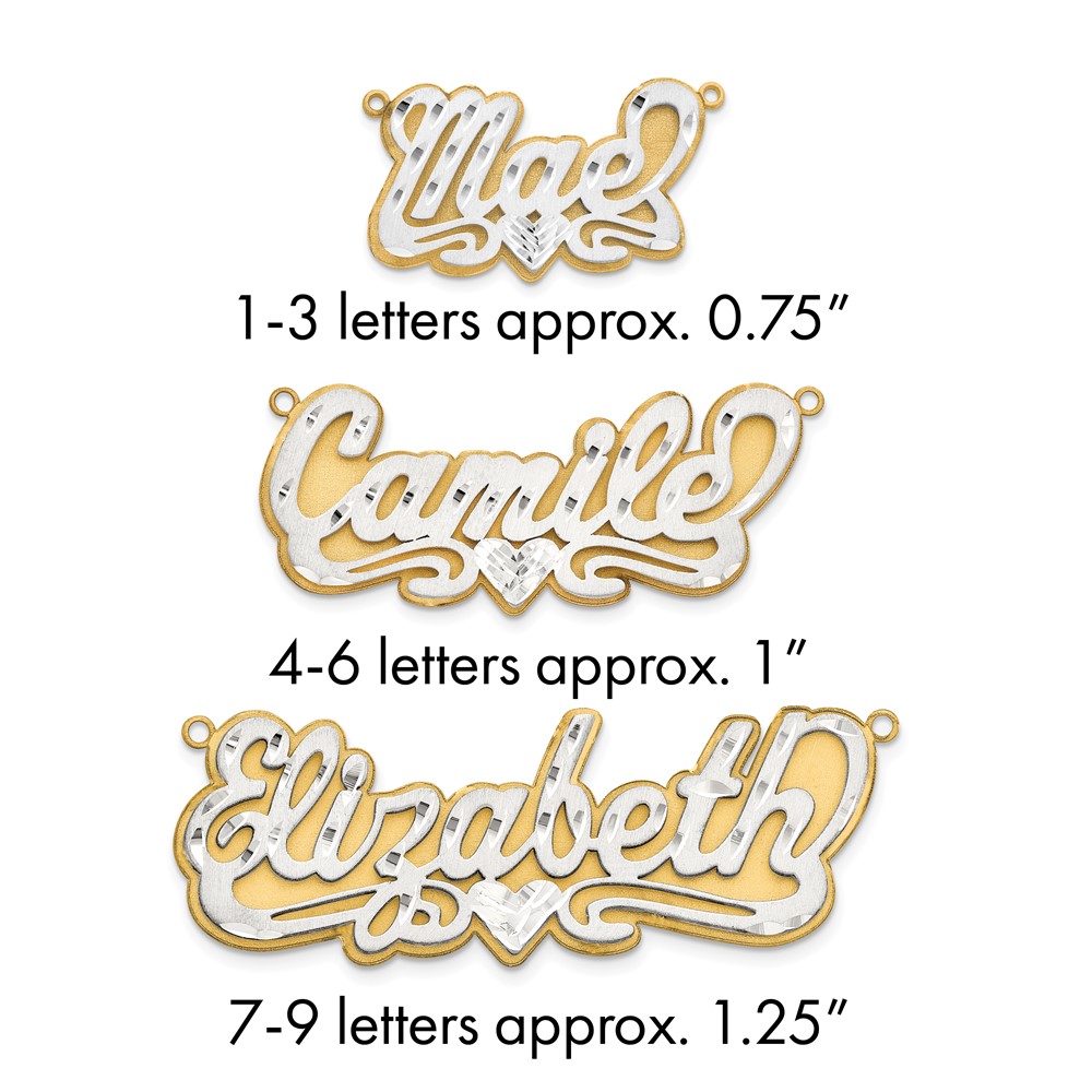 14K 3D Two-tone Satin Diamond-cut Name Plate